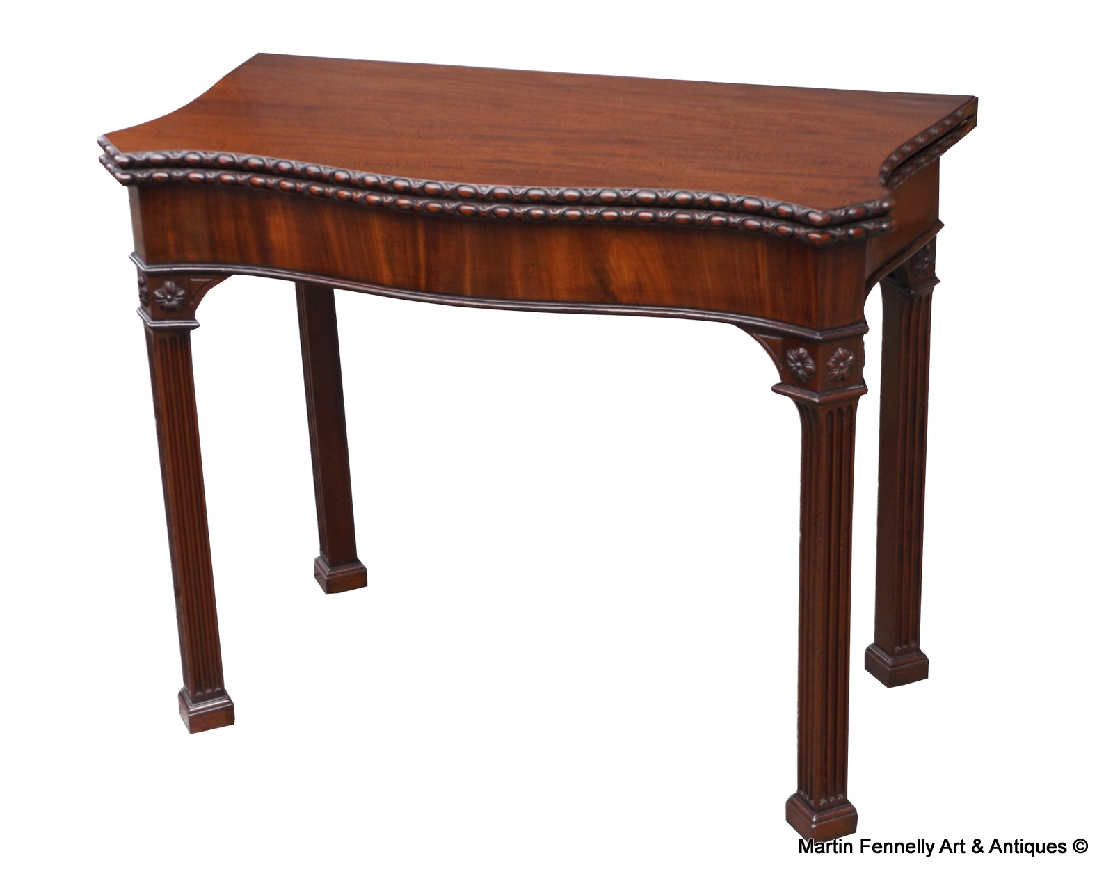 555 Fine George III Mahogany Serpentine Card Table Manner of Wright and Elwick Circa 1760 - Image 2