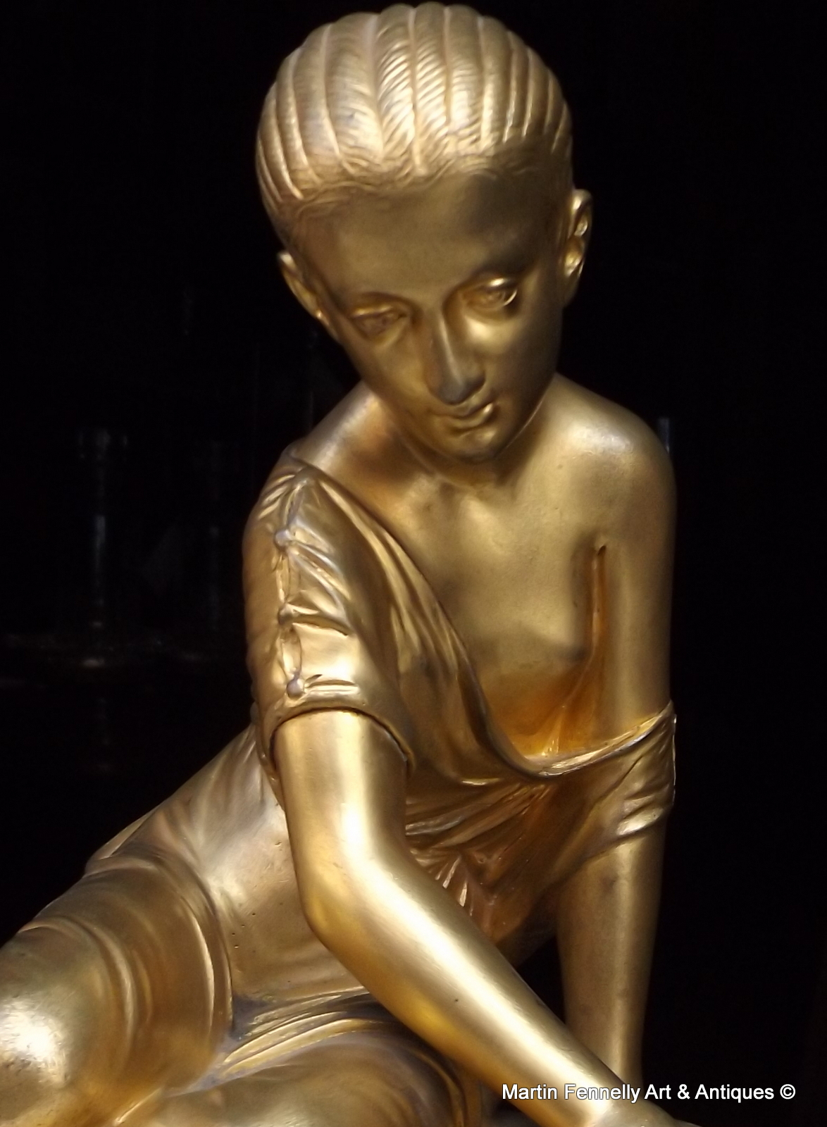742 Sold Superb 19th Century Gilt Bronze on Marble - Girl Playing Knucklebones - Image 3