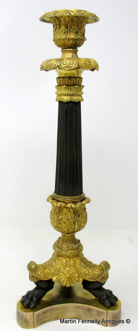 762 Sold Superb Pair French Ormolu Patinated Bronze Empire-Style Candlesticks 19Ct possibly Regency - Image 4