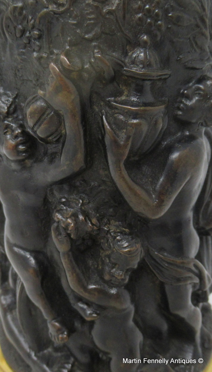 288 Sold French Grand Tour Bronze Ormolu Tankard Bacchanalian Revel Banquet 19Ct - Image 6