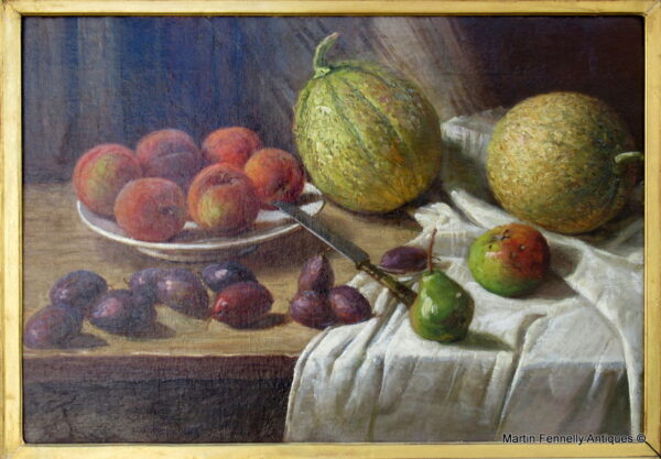 571 Sold Francois Bonvin (French, 1817-1887) - Framed Still Life of Fruit
