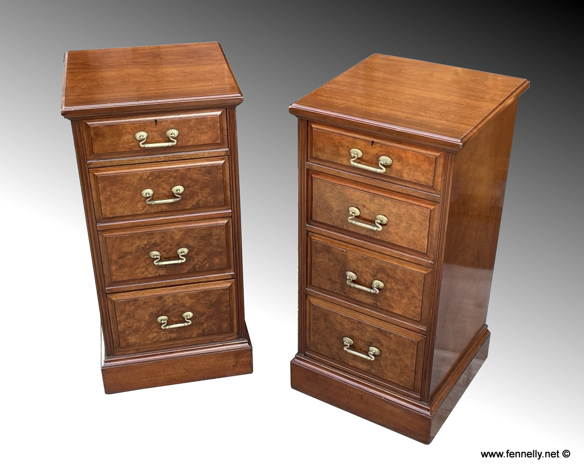 826 Pair Scottish Burl Walnut Chests - Circa 1850