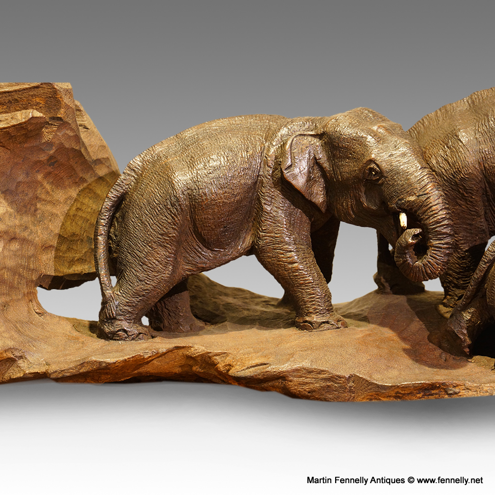 973 Sold Japanese Carved Wood 19th Century Elephant Sculpture - Image 2