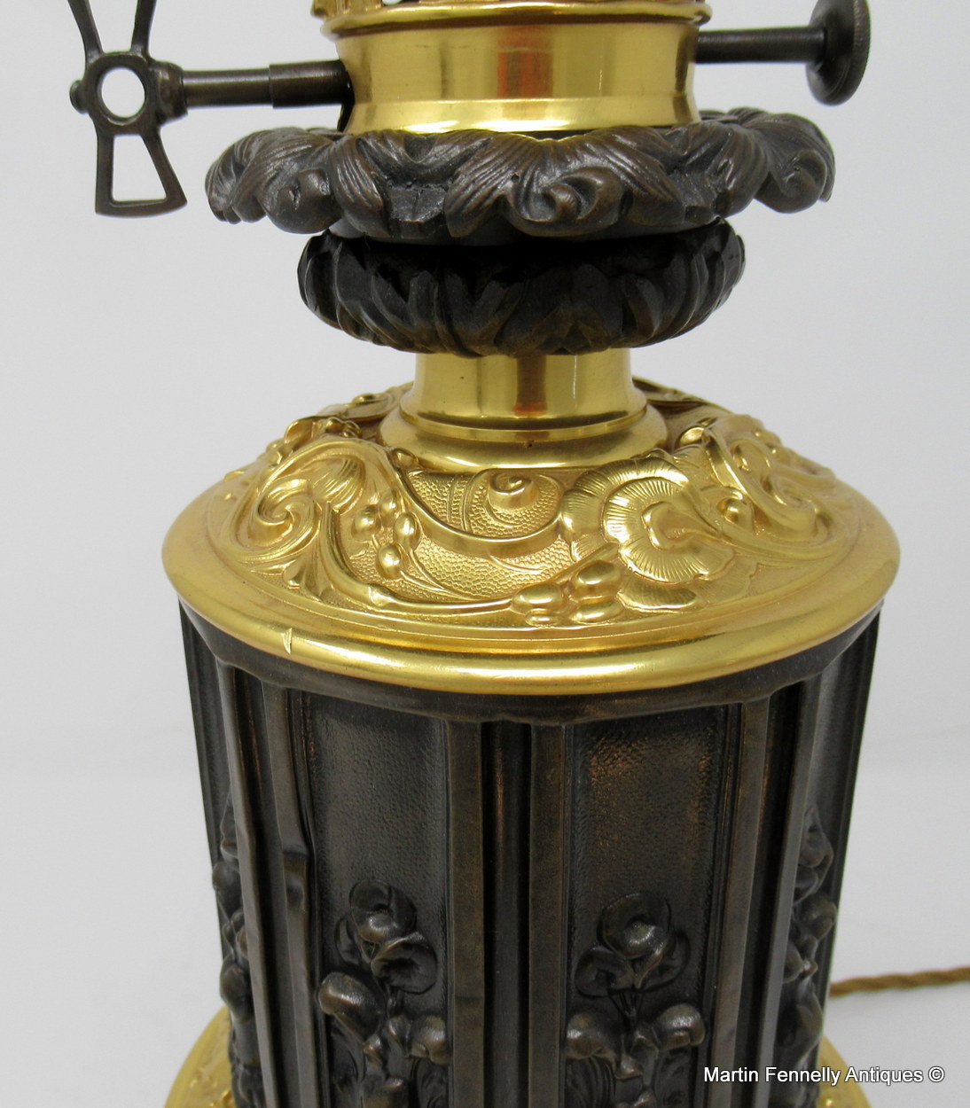 440 Sold Pair French Patinated Bronze Electric Table Lamps Ormolu Mounts 19thCt - Image 5