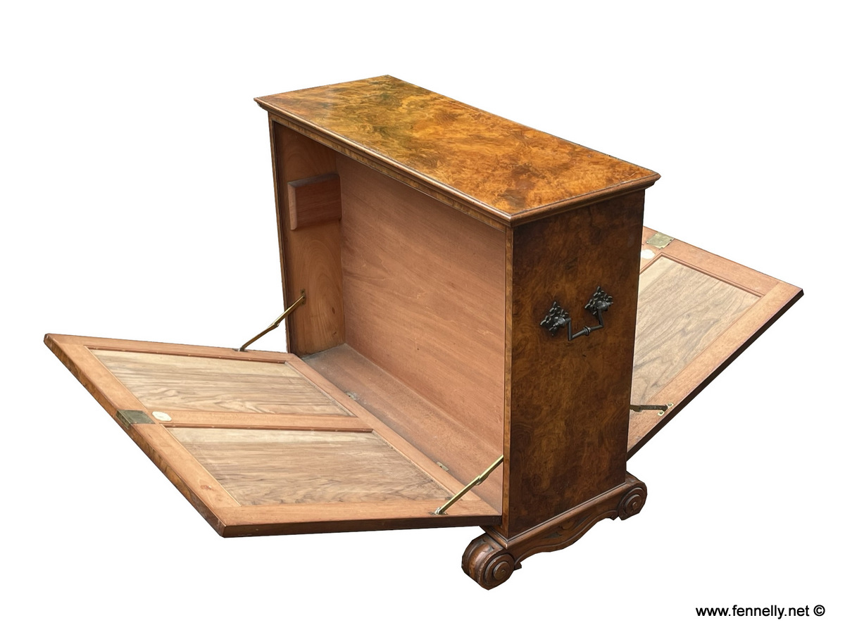 730 Rare Library Chart-Map Cabinet - Burl Walnut - English Circa 1870 - Image 6