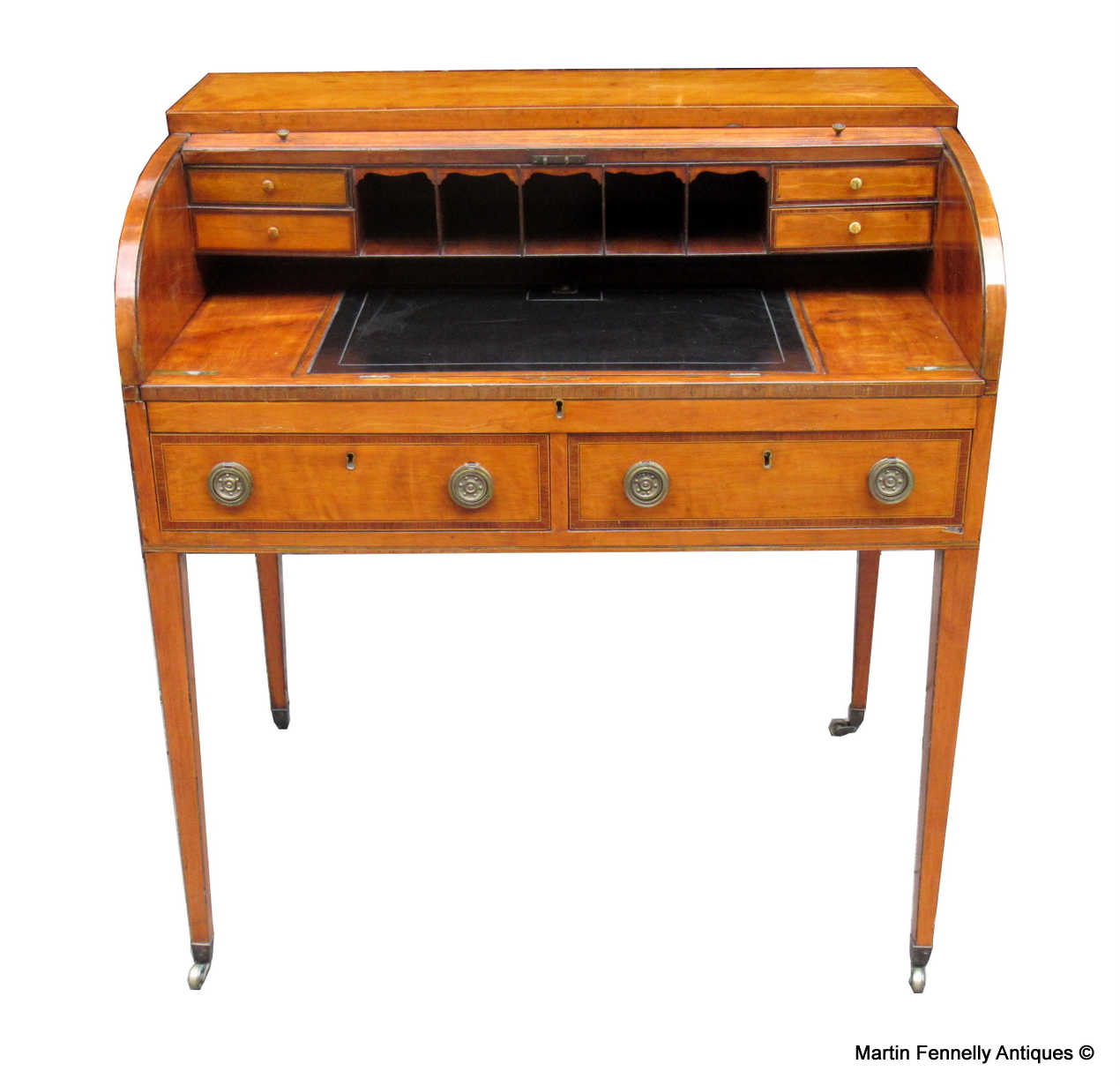 548 Sold Fine West Indian Satinwood Tambour Satinwood Cylindrical Bureau attrib. Gillows 18thCt - Image 4