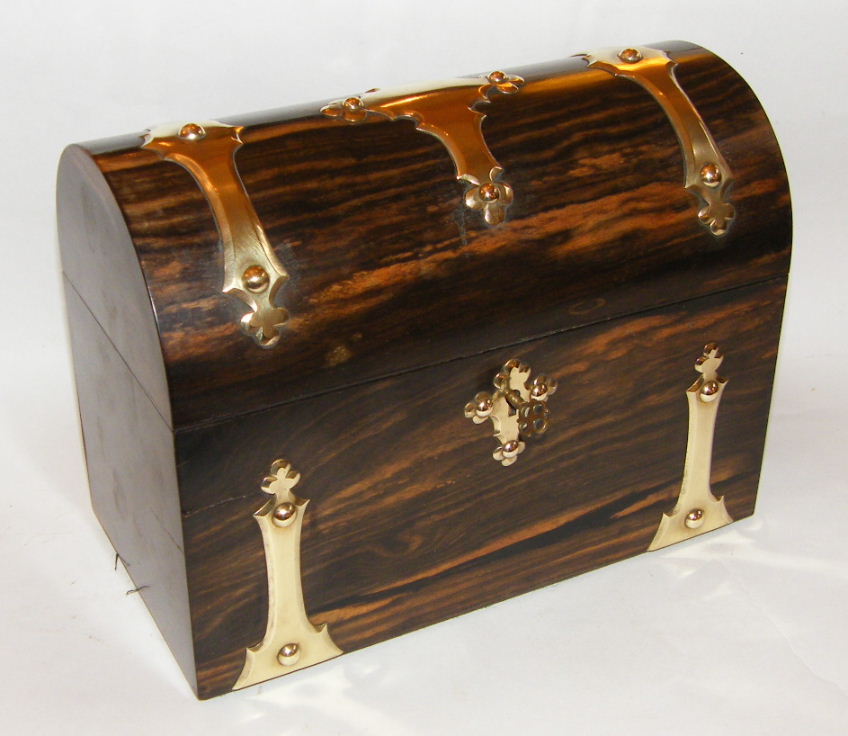 419 Sold Coromandel Brass Bound Dome Topped Desk Box - Circa 1860