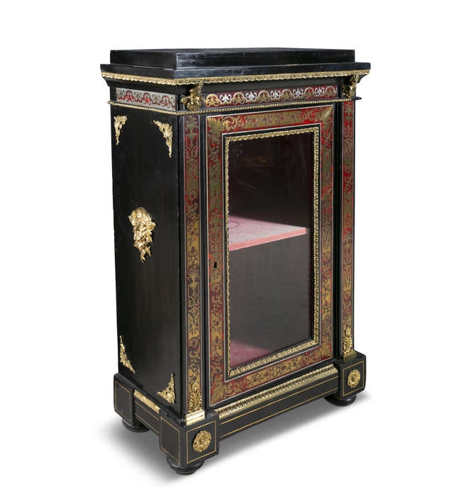 316 Antique Pair French Boulle Marquetry Pier Cabinets 19 Ct - Image 3