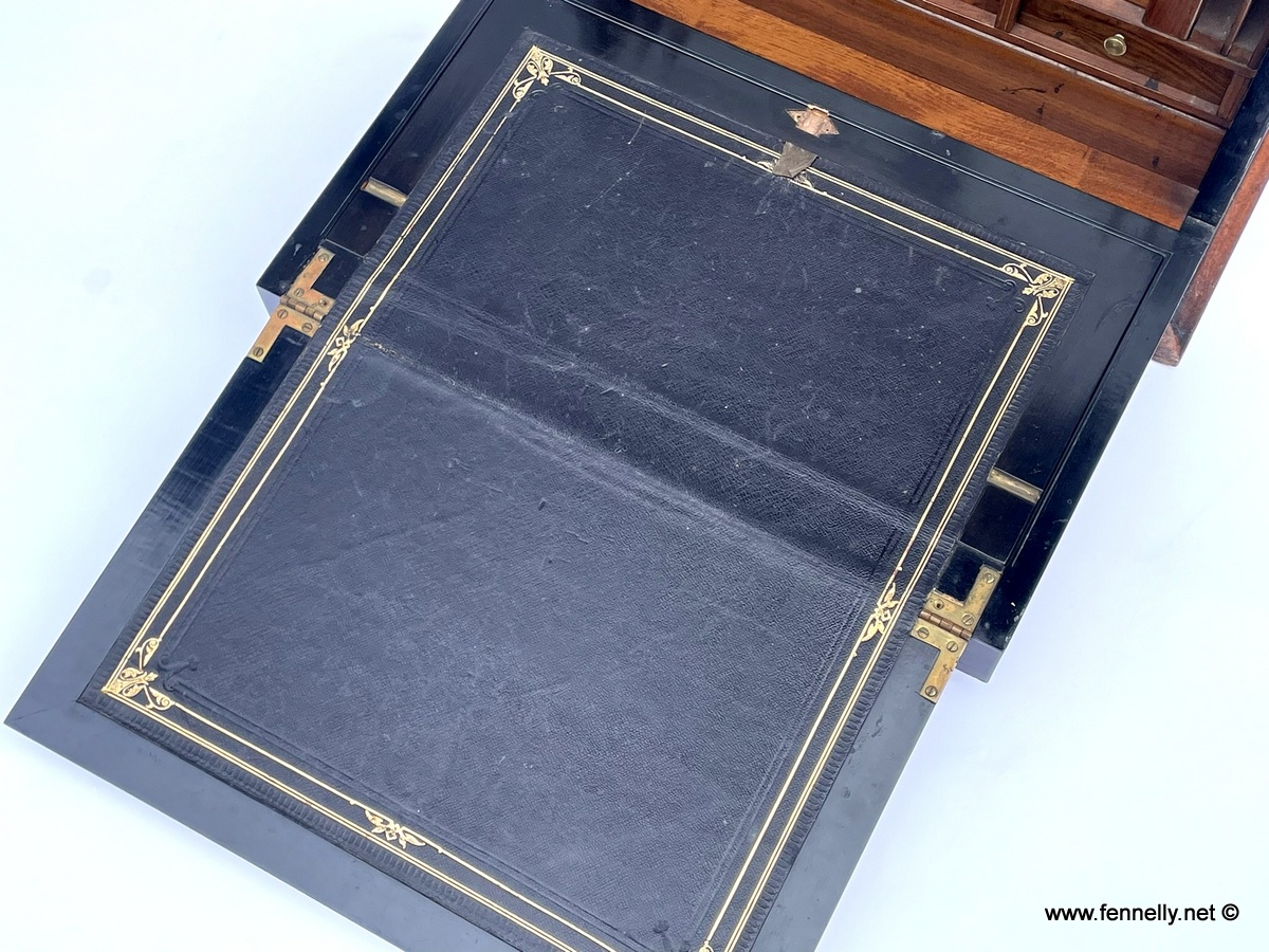 755 Sold Antique Victorian Traveling Wooden Burl Walnut Writing Slope Stationary Box 19c - Image 8