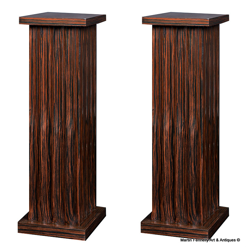 M078 Sold Superb Pair Macassar Ebony Wooden Columns