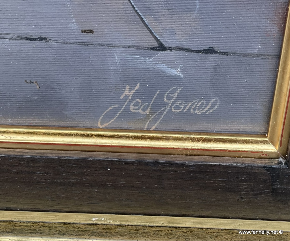 876 Ted Jones - Oil on Board - The Busker - Circa 1992 - Image 3