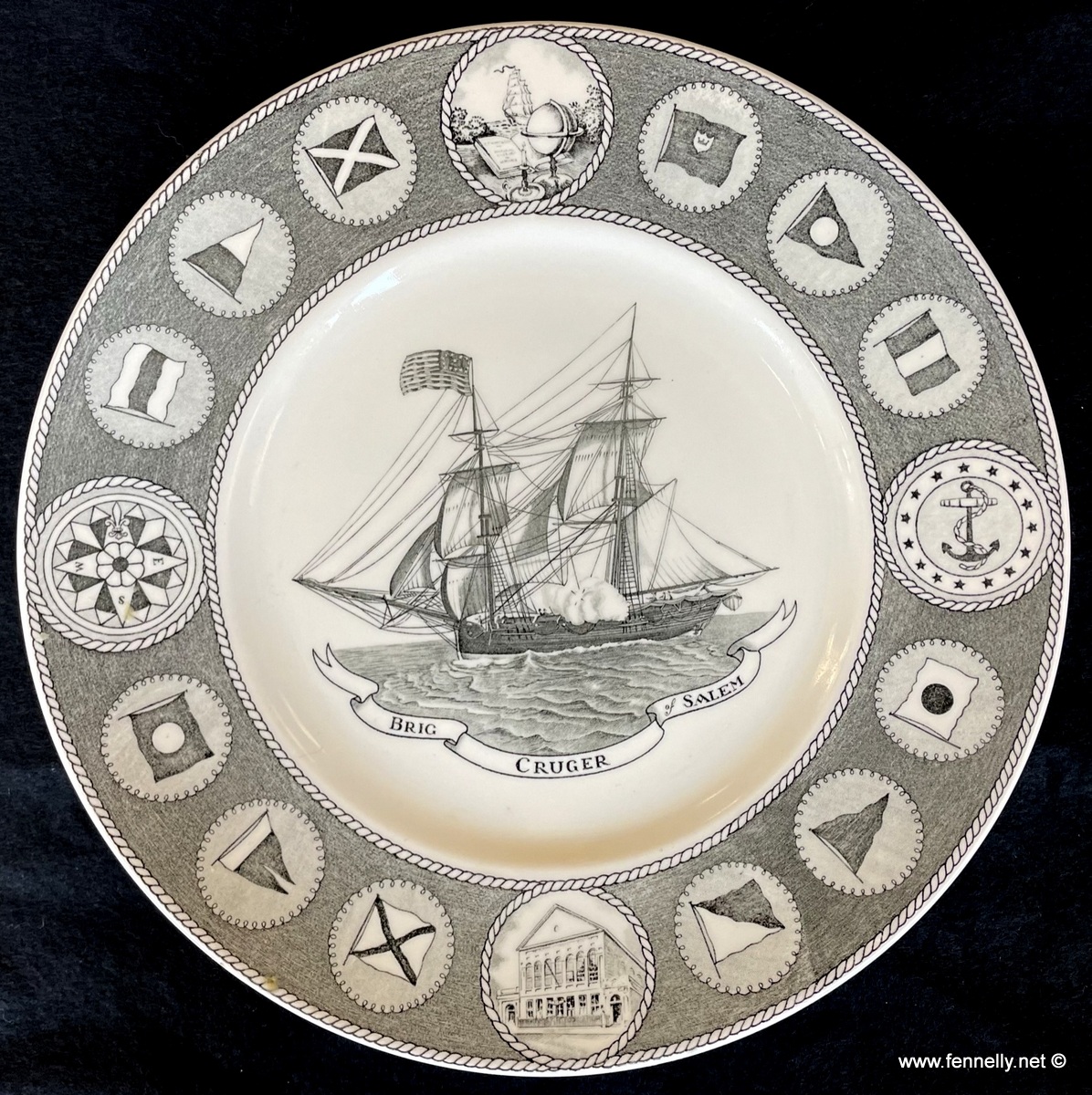 469 Set of 6 Wedgwood Plates - 150th anniversary of the Peabody Essex Museum in Salem - Image 5