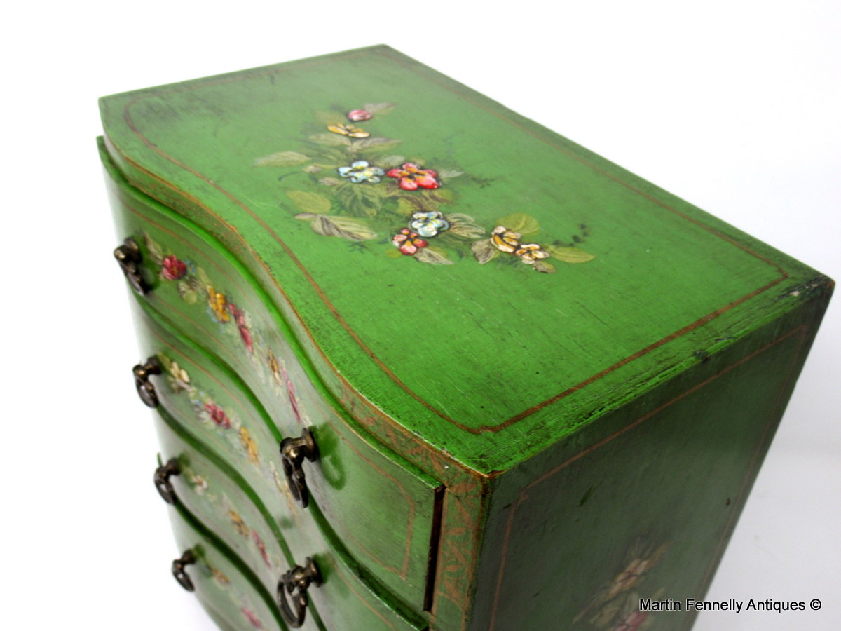 551 Sold Victorian Miniature Hand Painted Serpentine Fronted Chest - English Circa 1900 - Image 6