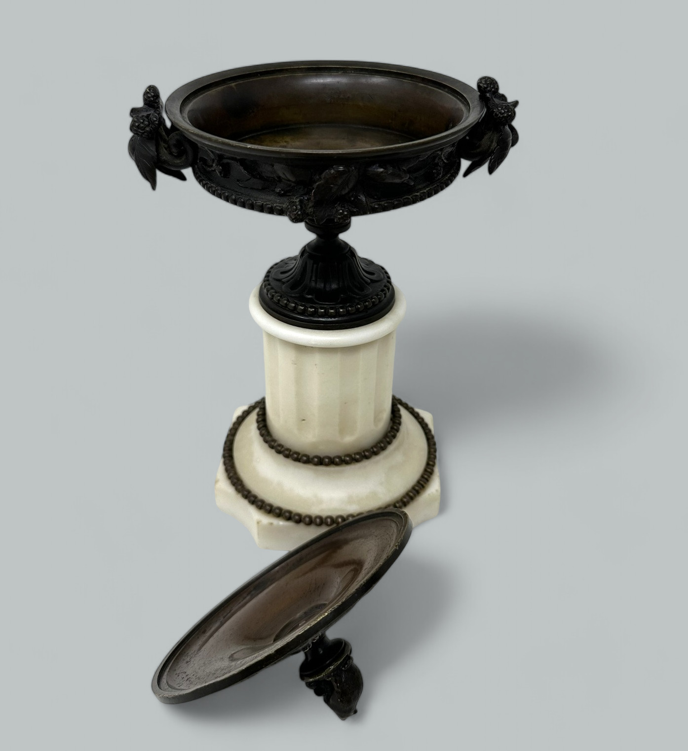 574 Sold Pair French Grand Tour Ormolu Bronze Dore Statutory Marble Tazza Urns Vases 19Ct - Image 4