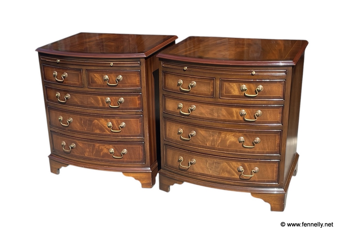 047 Pair of Flame Mahogany - Chest of Drawers - Brass Handles - Image 2