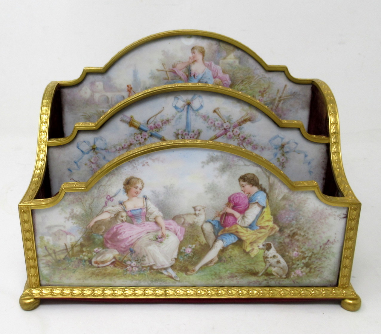 380 Sold Antique French Sevres Ormolu Gilt Bronze Dore Letters Holder Inkwell - Image 2