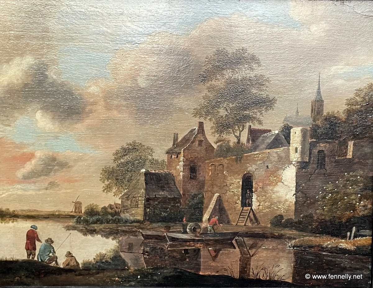 402 Cornelis Gerritsz Decker 1618- 1678 Antique Dutch Painting Fisherman Village - Image 2