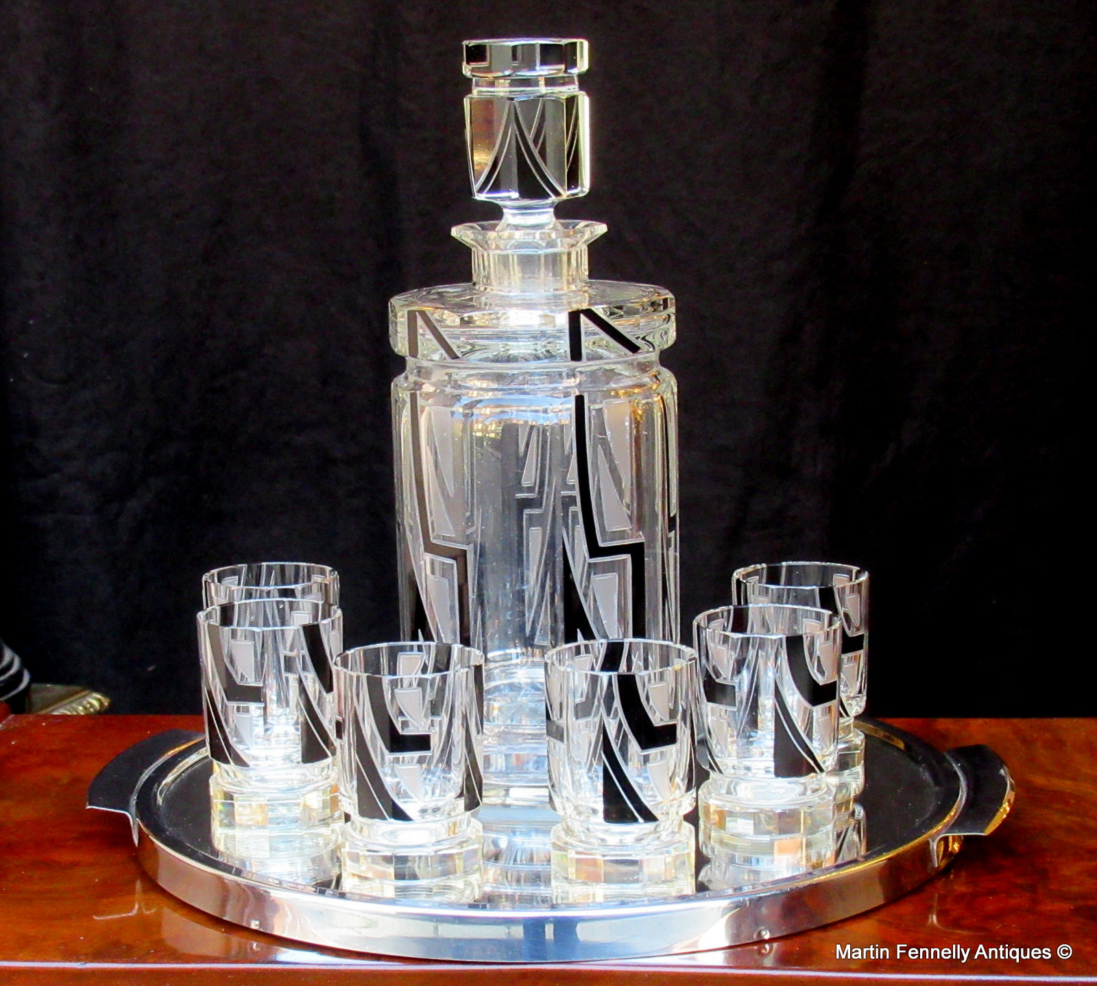 369 Sold Art Deco Crystal Decanter set Karl Palda 1930's - Original - Image 2