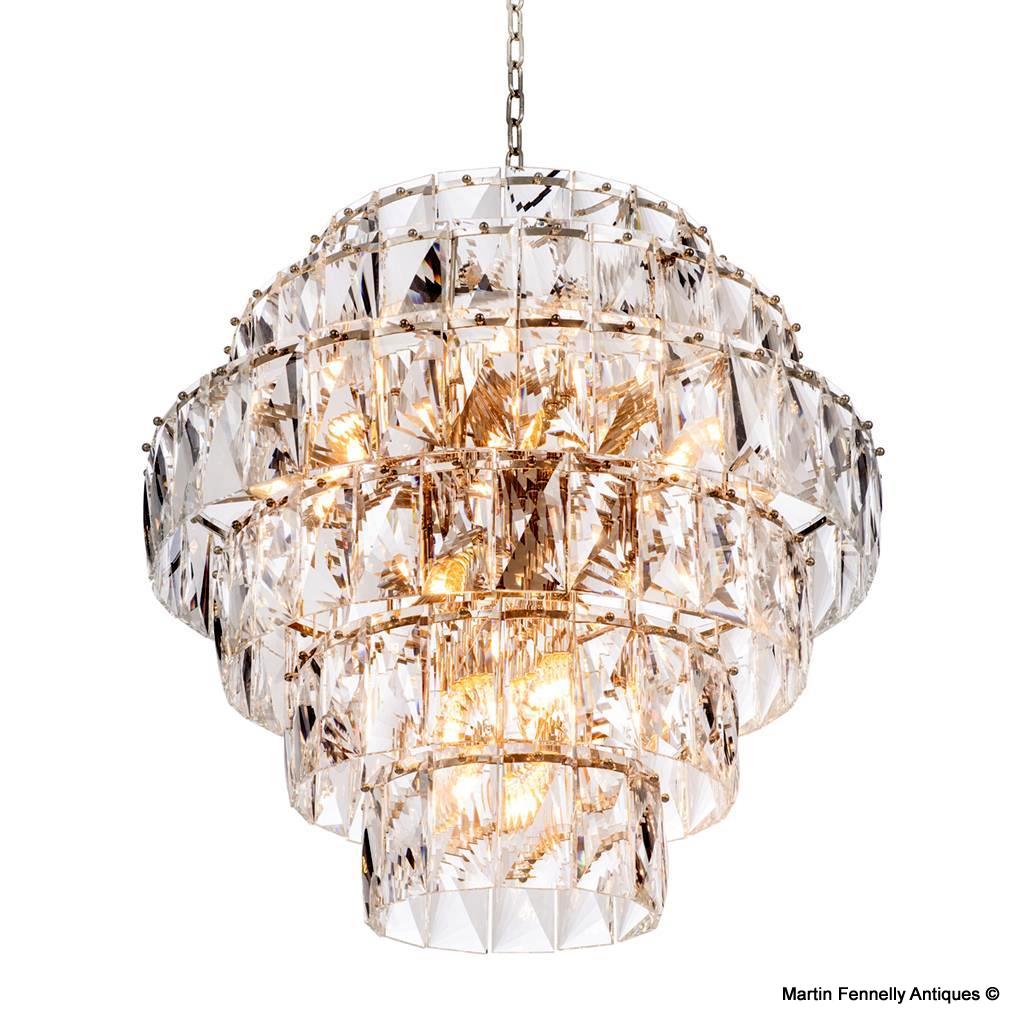M087 Large Faceted Crystal Chandelier - Deco Style - Superb Design
