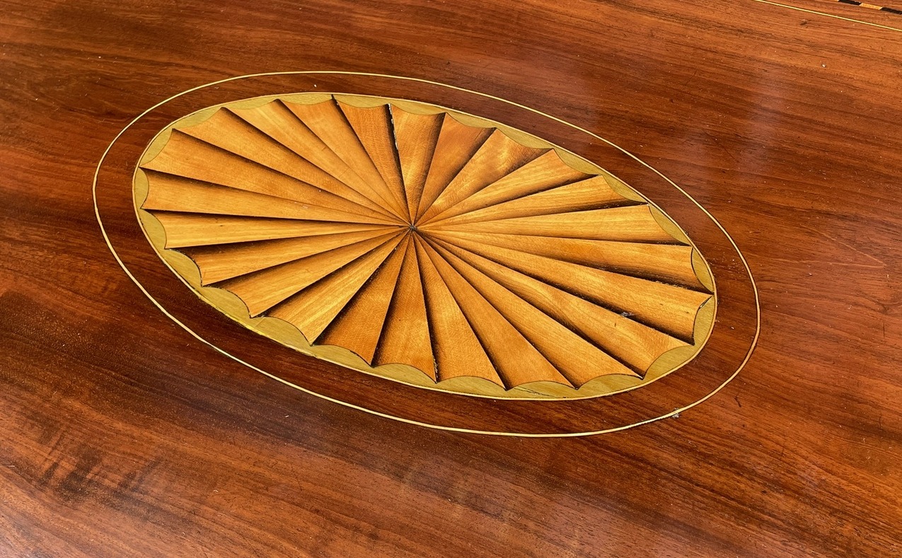 977 Sold Georgian Mahogany Satinwood Bow Front Chest Drawers Sheraton Period 18th Century - Image 6