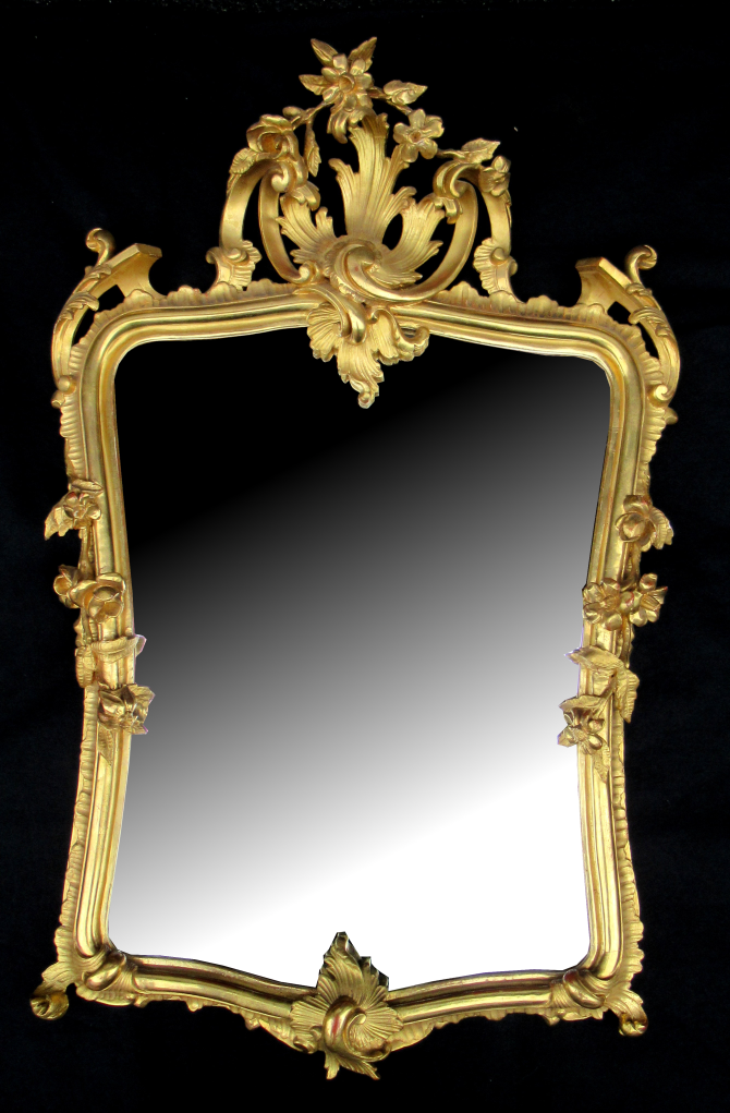 354 Fine Pair French Hand Carved Giltwood Pier Gilt Mirrors 19thCt - Image 2