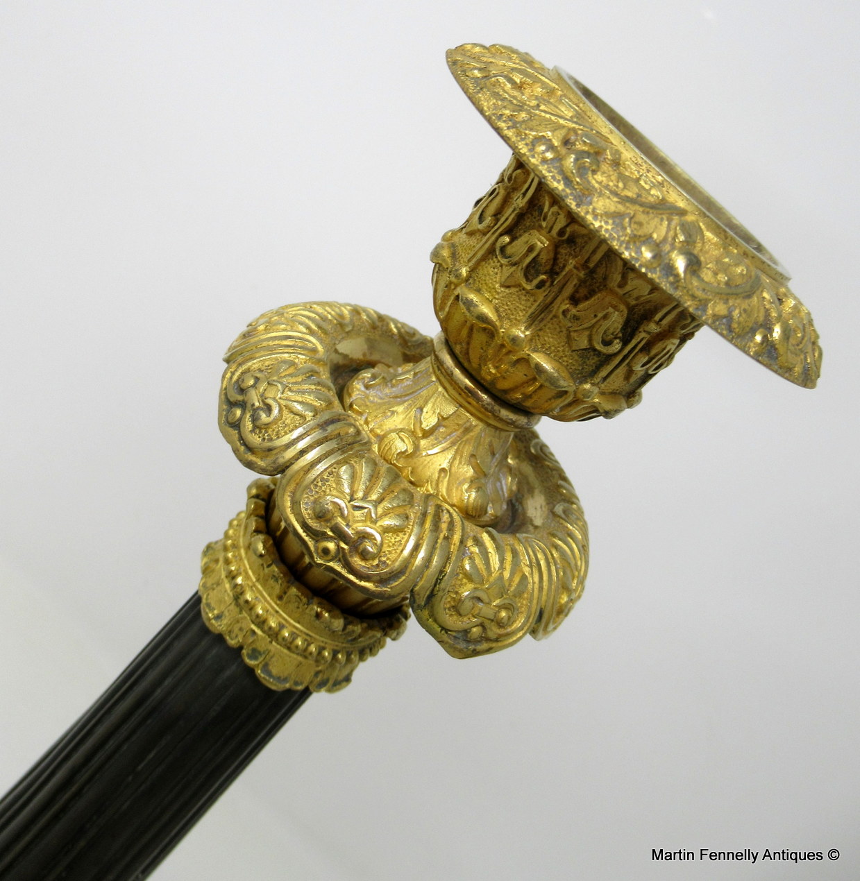 762 Sold Superb Pair French Ormolu Patinated Bronze Empire-Style Candlesticks 19Ct possibly Regency - Image 5