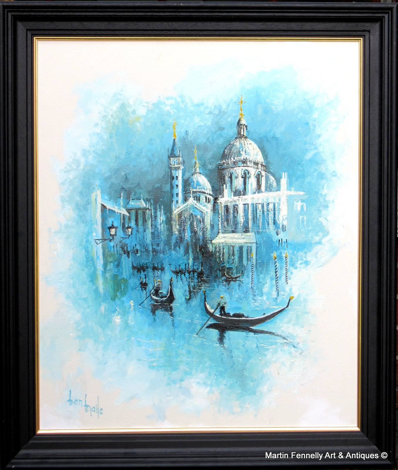 709 Gondolas Venice - Ben Maile 1922-2017 - Oil on Canvas - Image 2