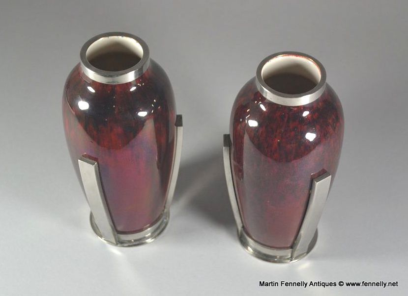 324 Superb Paul Milet Sevres Pair of mounted modernist Vases - Image 4