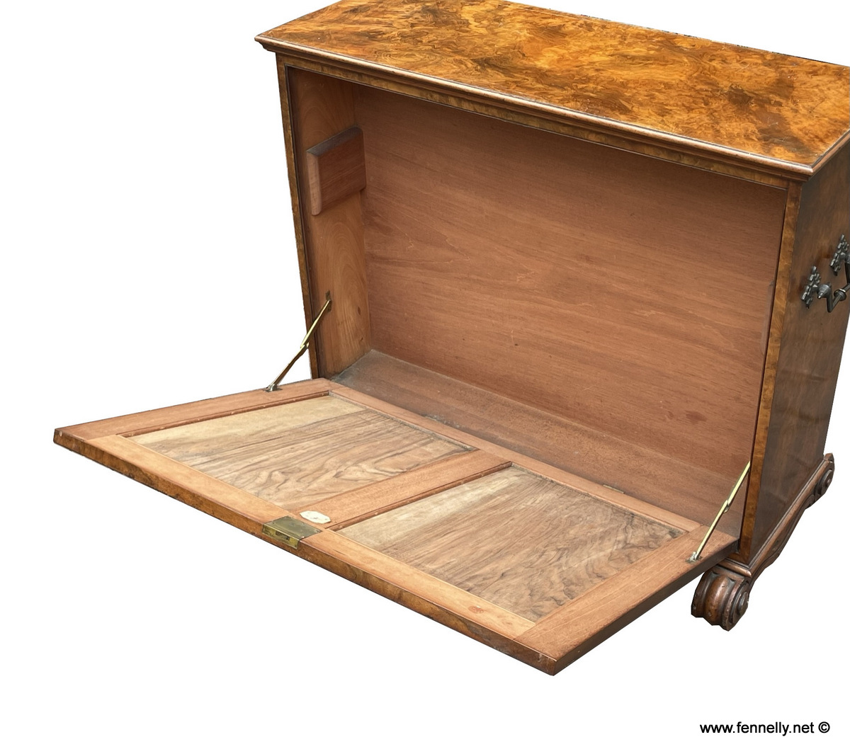 730 Rare Library Chart-Map Cabinet - Burl Walnut - English Circa 1870 - Image 5