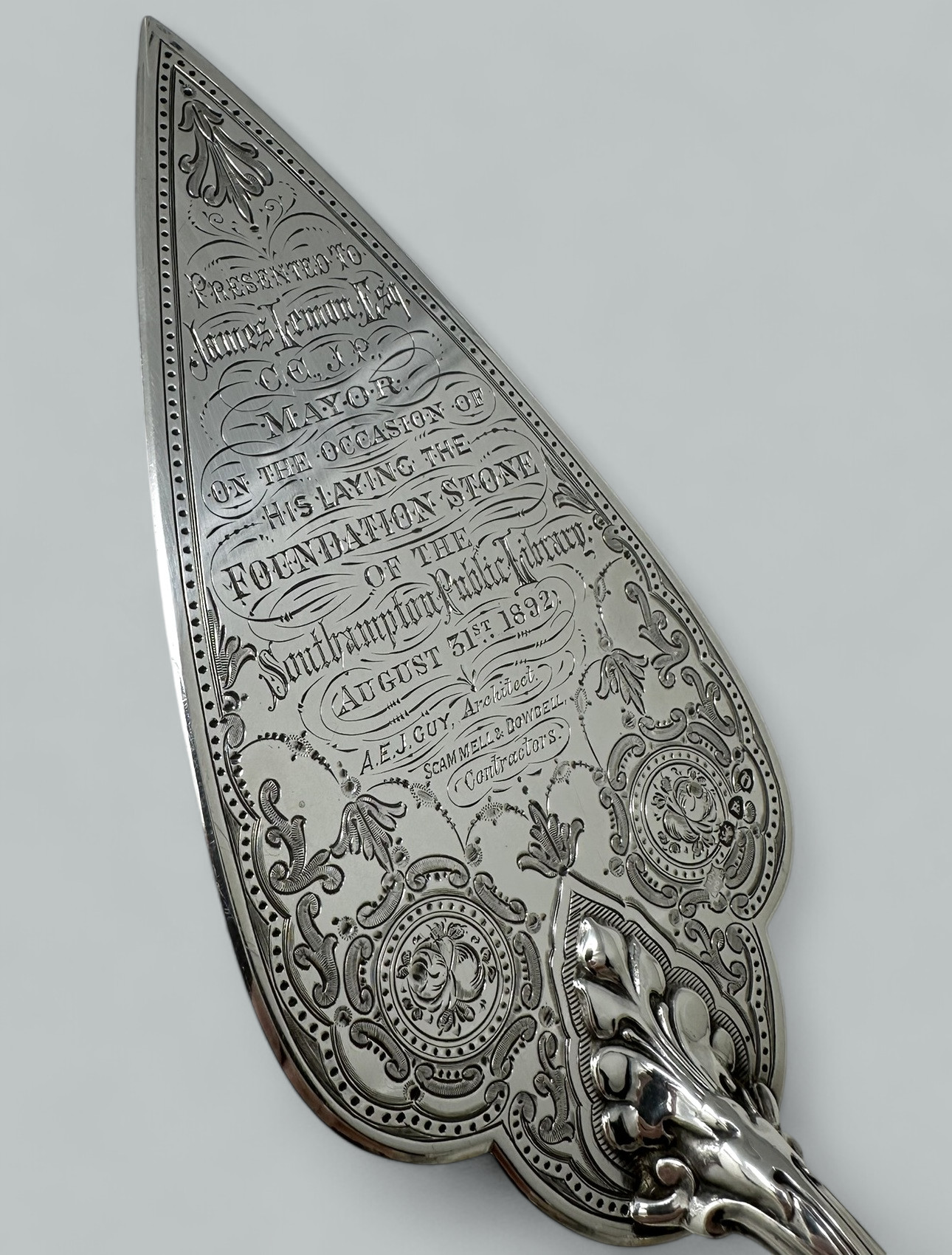 160 Antique English Sterling Silver Brick Layers Trowel Bone Handle Henry Wilkinson - Image 7