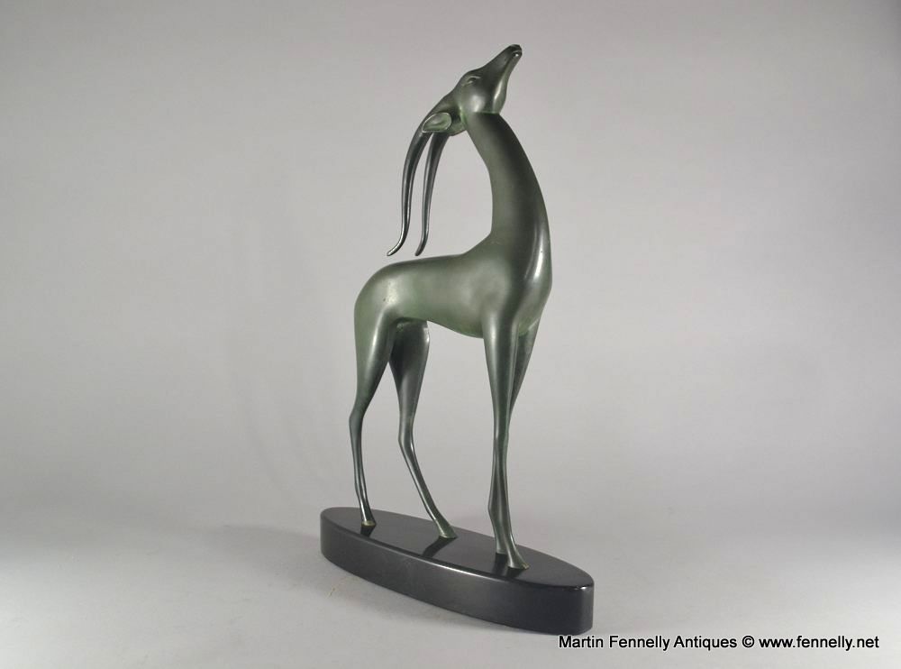 819 Sold Art Deco Bronze - Antelope on Marble Base - Signed Boisnoir - Image 3