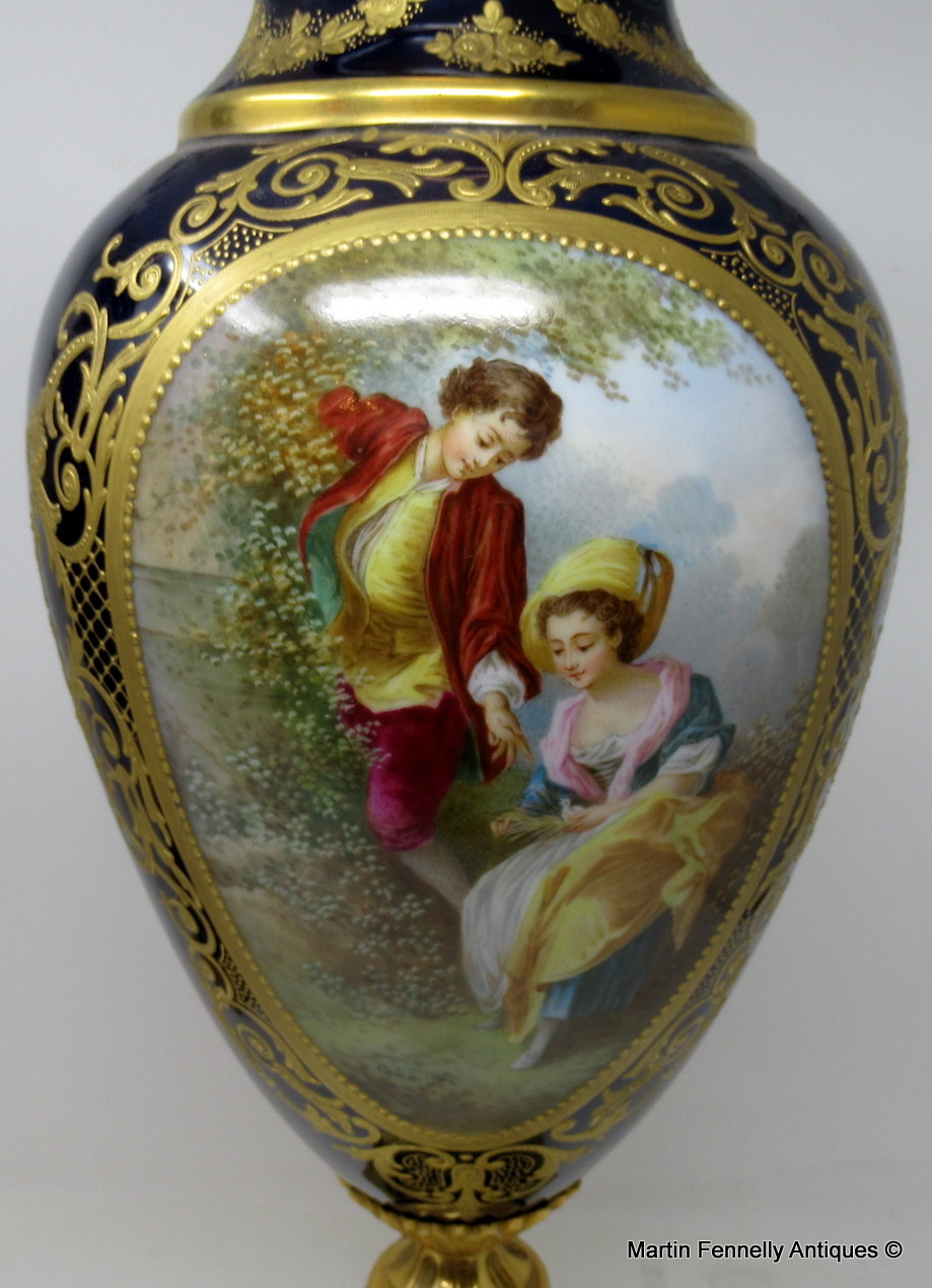 764 Sold Stunning VERY LARGE Pair French Sevres Hand Painted Porcelain Ormolu Lamps 19th Ct - Image 8