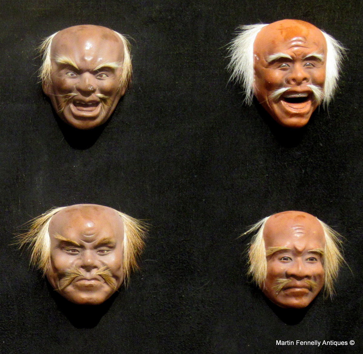 648 Sold Very Rare Set of 12 Miniature Japanese Noh Masks - Edo Period - Image 6