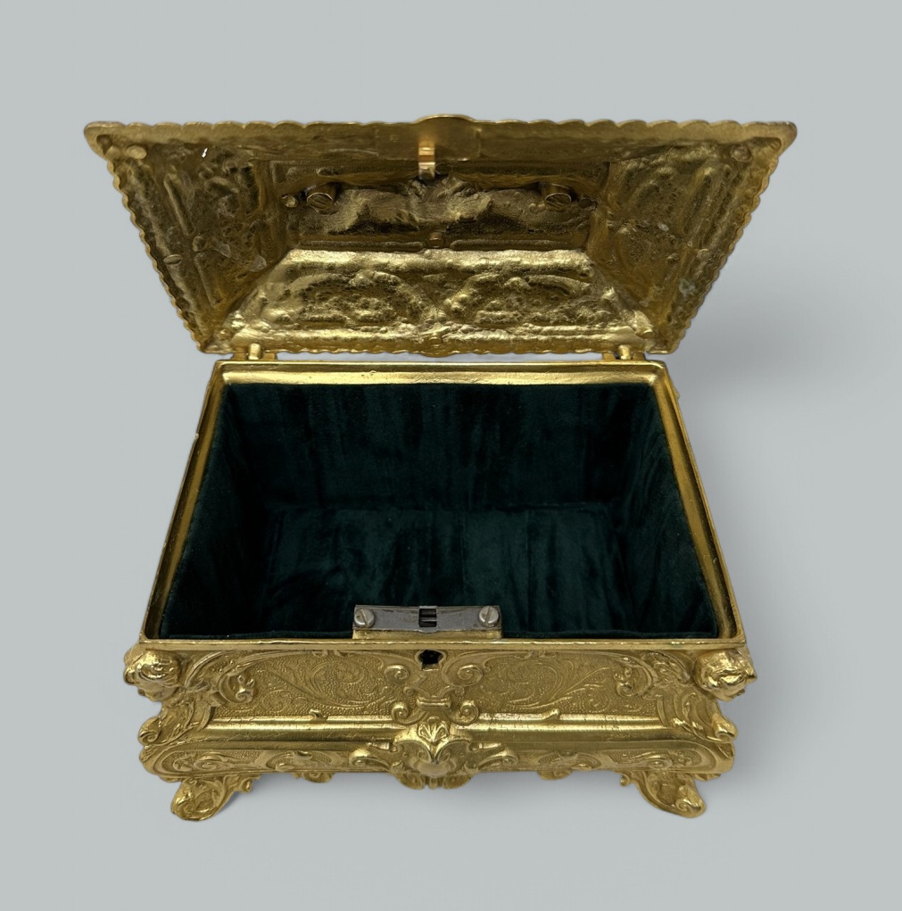 166 Antique Lady's Ormolu Bronze Dore Jewellery Box Casket Maison Boissier Paris - Image 5
