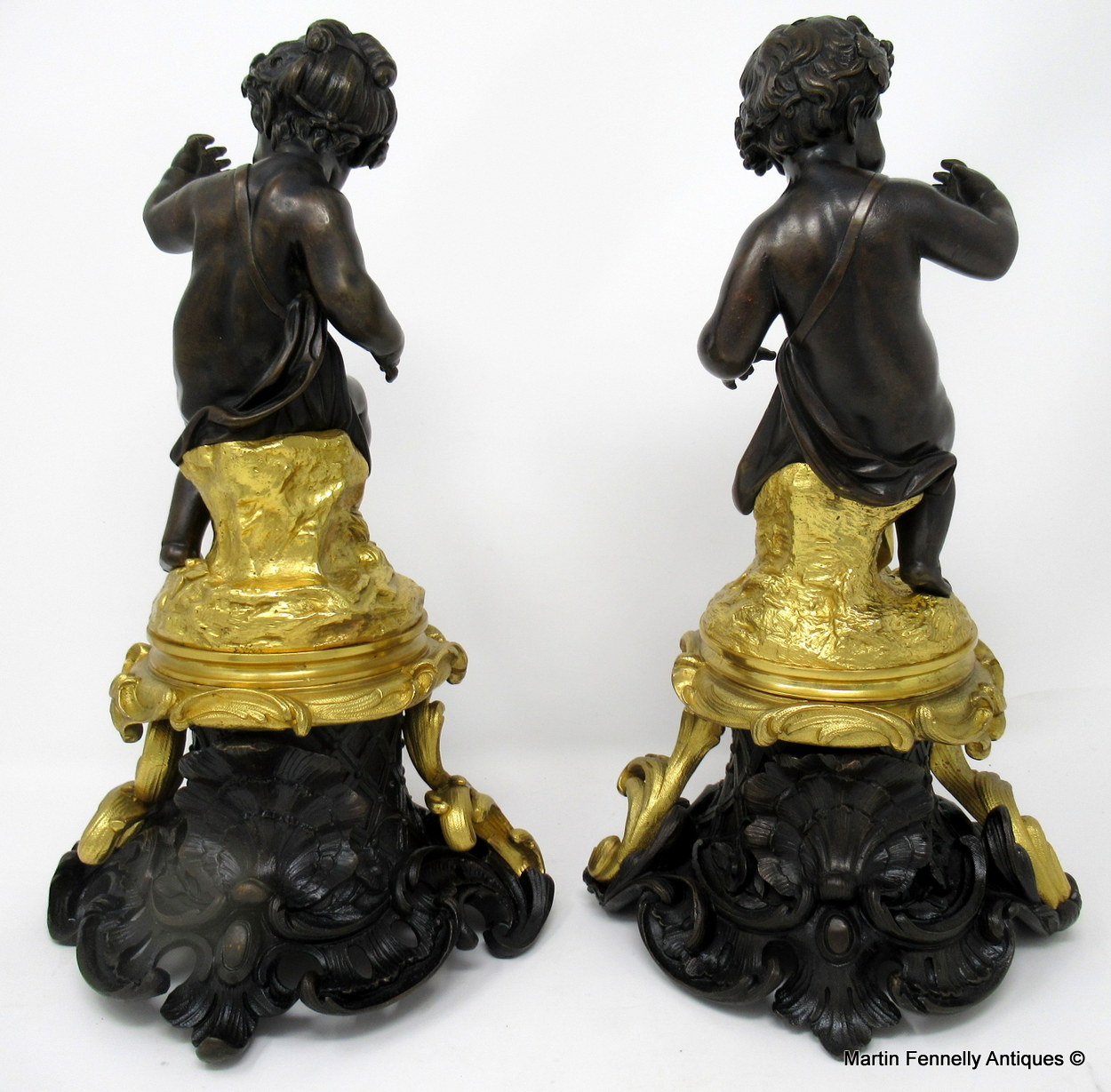 276 Sold Manner of Michel Claude Clodion Pair Bacchus Putti Bronze Ormolu Figures 19thCt - Image 3