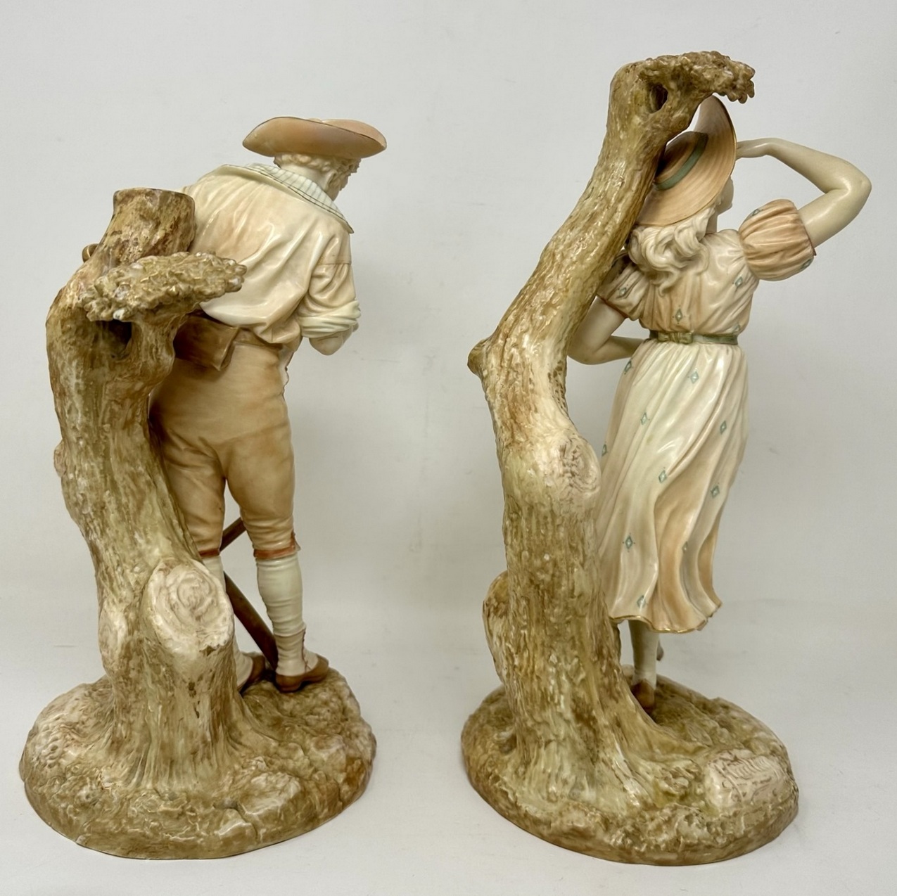159 Sold Antique Pair English Porcelain Royal Worcester James Hadley Blush Figures 19thCt - Image 2