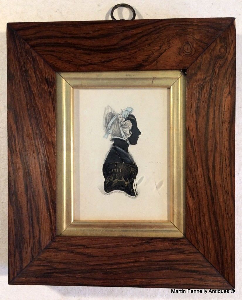 263 Sold Pair Silhouettes Rosewood Frames 1838 Attributed to James Holmes - Image 2