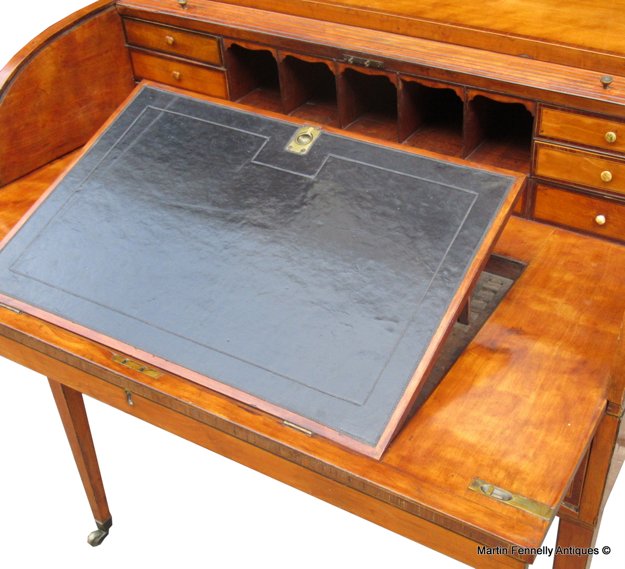 548 Sold Fine West Indian Satinwood Tambour Satinwood Cylindrical Bureau attrib. Gillows 18thCt - Image 9