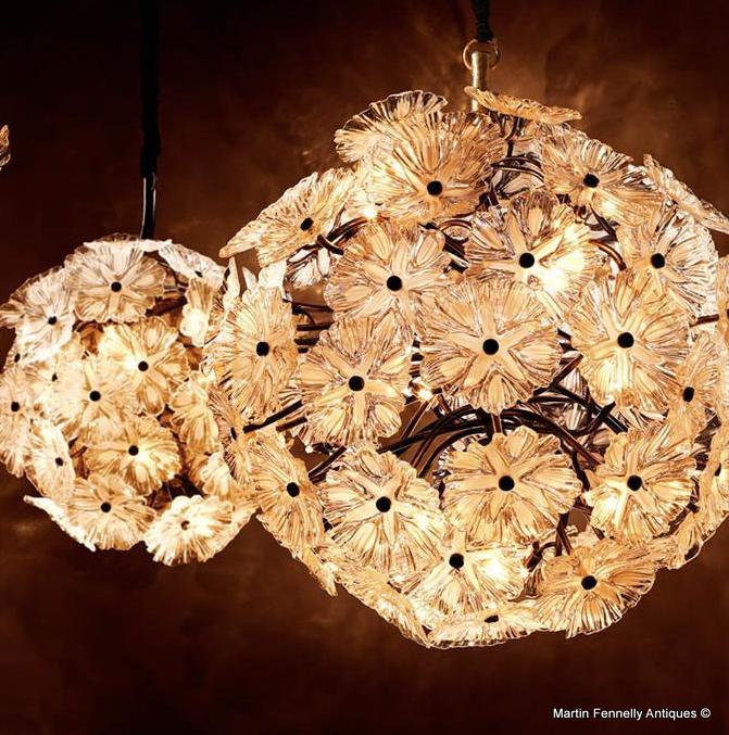 M022 Sold Large Floral Bouquet Pendent in Glass and Antique Brass - Image 4