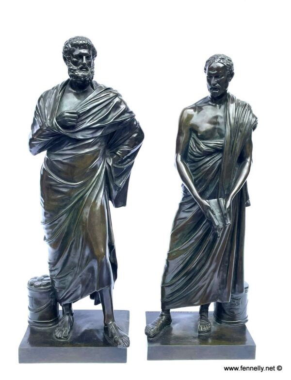 976 Sold Pair Bronze Sculptures - Demosthenes and Sophocles - Late 19th Century French