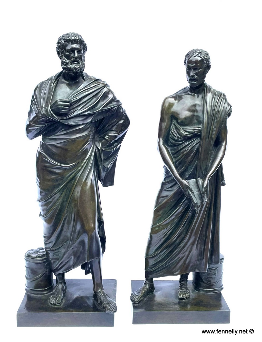 976 Sold Pair Bronze Sculptures - Demosthenes and Sophocles - Late 19th Century French
