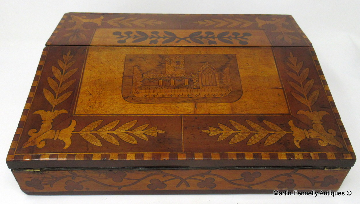 207 Irish Killarney Ware Arbutus Wood Ladies or Gents Travelling Writing Slope 19thCt