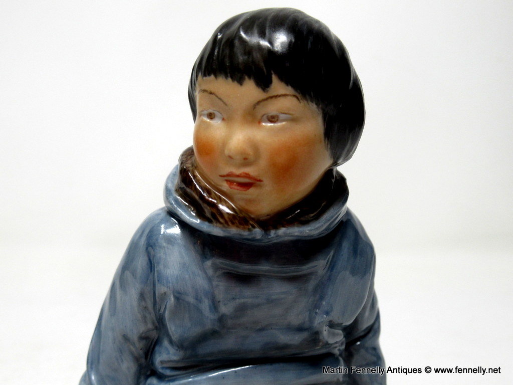965 Royal Copenhagen Over - Glaze Figurine Inuit Boy Carl Martin Hansen - Image 3