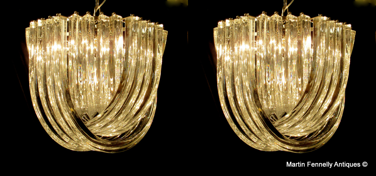 844 Sold Superb Pair of Venini by Carlo Nason with Murano Crystal