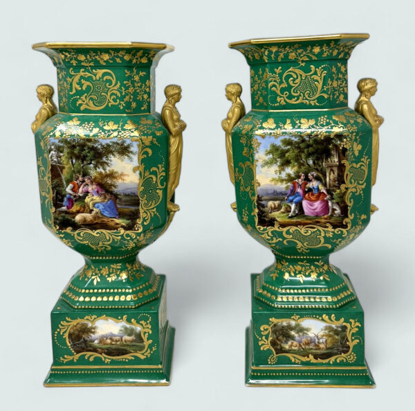 611 Sold Antique Pair French Sèvres Porcelain Gilt Mounted Urns Vases Centerpieces 1830