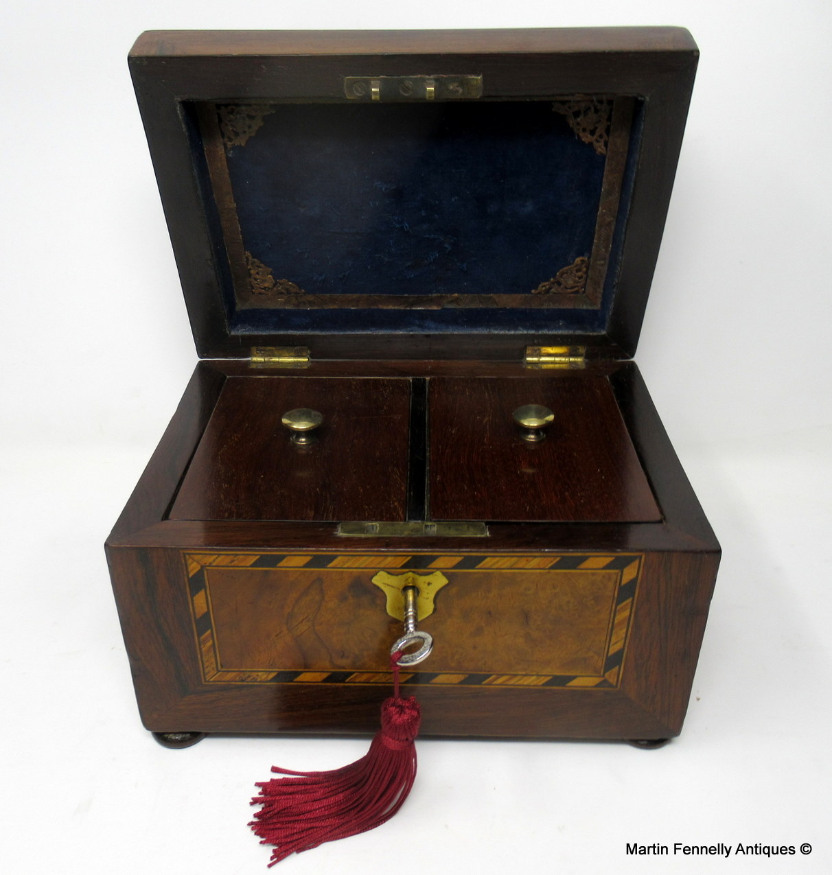 168 Sold Antique Victorian Rosewood Tunbridge Ware Double Tea Caddy Box 19th Century - Image 4