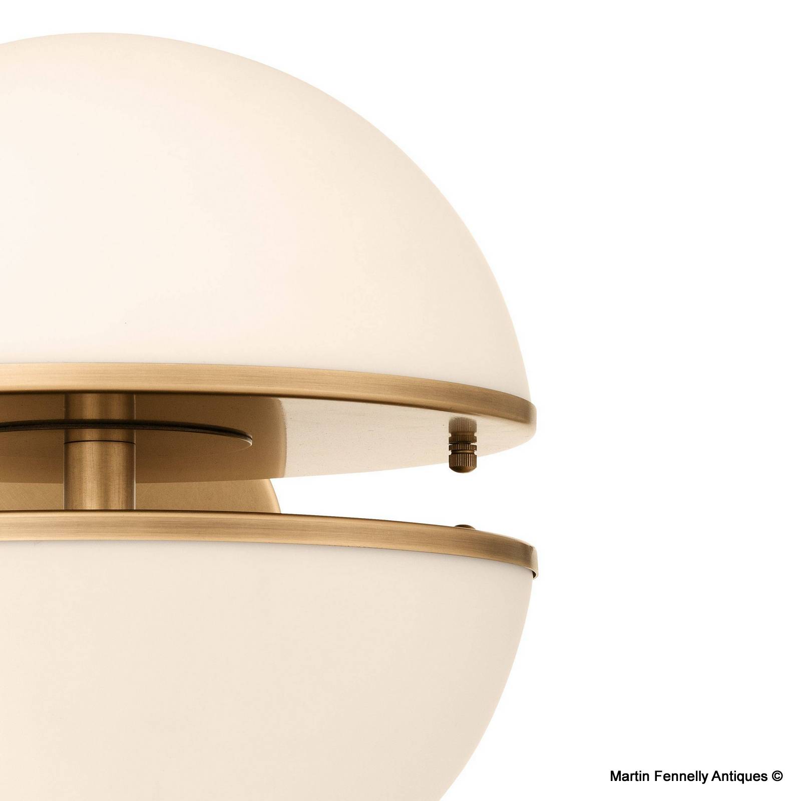 M112 Pair Spiridon Wall Lights in Antique Brass and White Glass - Image 4