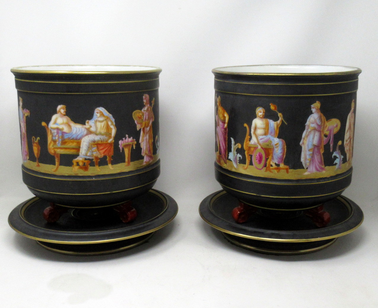 228 Sold Antique Pair Sevres Paris Porcelain Jardinières Centerpieces Greek Gods Zeus Athena - Image 3