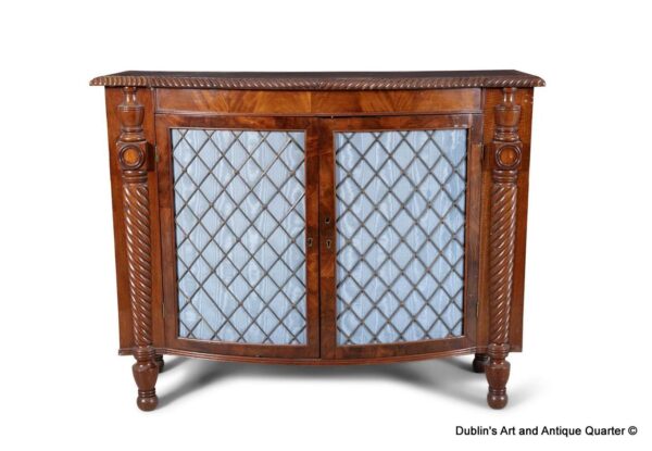 938 Sold George IV Irish Cork Bow Fronted Mahogany Cabinet