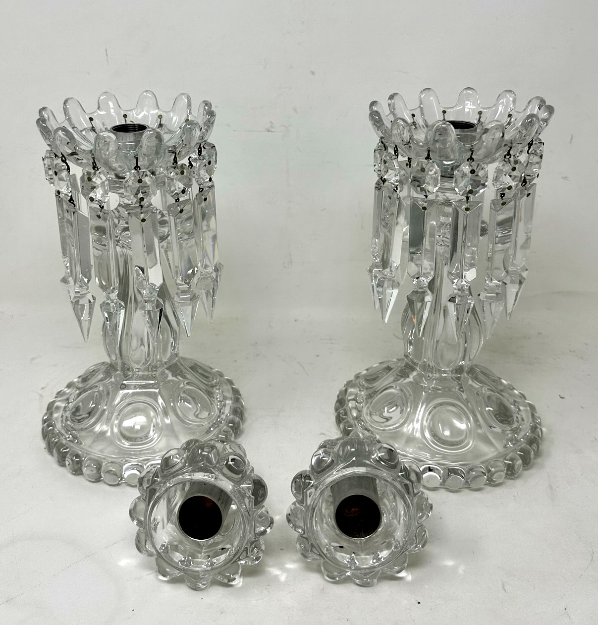 894 Sold Antique Pair French Baccarat France Full Lead Crystal Candlesticks Candelabra - Image 5